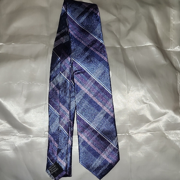 Pronto Uomo Other - Pronto Uomo Blue and Purple Tartan Tie with Silky Finish